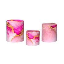 Trio De Capa Cilindro - Efeito Marmorizado Pink com Dourado 040 Trio De Capa Cilindro - Efeito Marmorizado Pink com Dourado 040