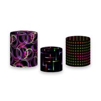 Trio De Capa Cilindro - Efeito Neon Pink e Verde 017