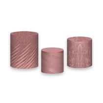 Trio De Capa Cilindro - Efeito Textura Rose Gold 035