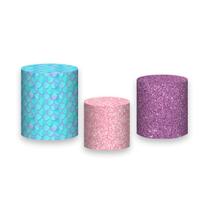 Trio De Capa Cilindro - Escamas Efeito Glitter Rosa E Roxo 030 Trio De Capa Cilindro - Escamas Efeito Glitter Rosa E Roxo 030