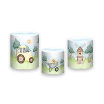 Trio De Capa Cilindro - Fazendinha Aquarela Celeiro Amarelo 018 Trio De Capa Cilindro - Fazendinha Aquarela Celeiro Amarelo 018