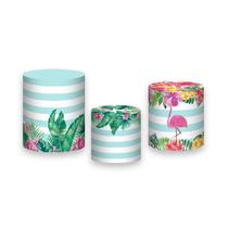Trio De Capa Cilindro - Flamingo Folhagens Tropical 004