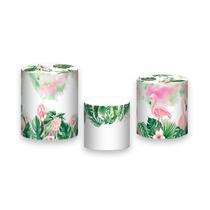Trio De Capa Cilindro - Flamingo Rosa Aquarela 009