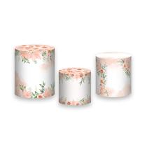 Trio De Capa Cilindro, Floral Tons Salmão 099