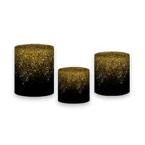 Trio De Capa Cilindro - Fundo Preto Efeito Glitter Dourado 003