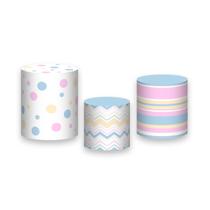 Trio De Capa Cilindro, Listras em Tons Pastéis 067 Trio De Capa Cilindro, Listras em Tons Pastéis 067