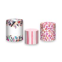 Trio De Capa Cilindro Maquiagem Batom Rosa 008 Trio De Capa Cilindro Maquiagem Batom Rosa 008