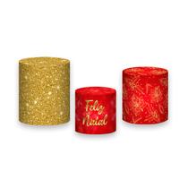 Trio De Capa Cilindro - Natal Vermelho com Efeito Brilhos 008 Trio De Capa Cilindro - Natal Vermelho com Efeito Brilhos 008
