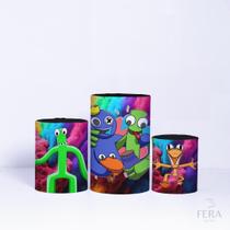 Trio de Capa Cilindro para Festa Infantil Veste Fácil C/elástico Amigos Coloridos Trio de Capa Cilindro para Festa Infantil Veste Fácil C/elástico Amigos Coloridos