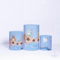 Trio de Capa Cilindro para Festa Infantil Veste Fácil C/elástico Arca de Noé