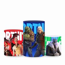 Trio de Capa Cilindro para Festa Infantil Veste Fácil c/ Elástico Fortnite - Fera Print Trio de Capa Cilindro para Festa Infantil Veste Fácil c/ Elástico Fortnite - Fera Print