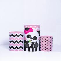 Trio de Capa Cilindro para Festa Infantil Veste Fácil c/ Elástico Panda