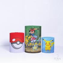 Trio de Capa Cilindro para Festa Infantil Veste Fácil C/elástico Pokemon