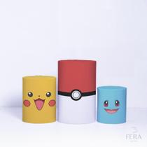 Trio de Capa Cilindro para Festa Infantil Veste Fácil C/elástico Pokemon