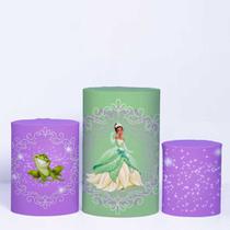 Trio de Capa Cilindro para Festa Infantil Veste Fácil C/elástico Princesa Tiana Trio de Capa Cilindro para Festa Infantil Veste Fácil C/elástico Princesa Tiana