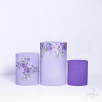 Trio de Capa Cilindro para Festa Veste Fácil C/elástico Flores