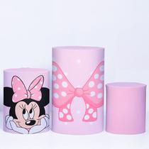 Trio de Capa Cilindro para Festa Veste Fácil C/elástico Minnie