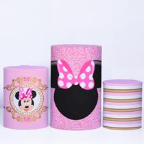 Trio de Capa Cilindro para Festa Veste Fácil C/elástico Minnie