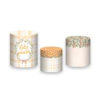 Trio De Capa Cilindro - Páscoa Folhas Aquarela Laranja 015