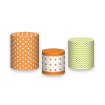 Trio De Capa Cilindro - Páscoa Poá Verde e Laranja 008