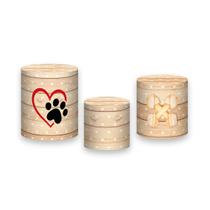 Trio De Capa Cilindro - Pet Cachorrinhos Efeito Madeira Floral 004 Trio De Capa Cilindro - Pet Cachorrinhos Efeito Madeira Floral 004