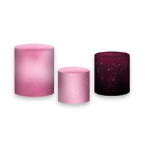 Trio De Capa Cilindro - Preto Efeito Glitter Rosa 045