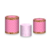 Trio De Capa Cilindro - Realeza Capitonê Rosa 007
