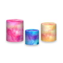 Trio De Capa Cilindro - Tie Dye Rosa Azul Amarelo 009