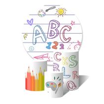 Trio de Capas Cilíndricas + Painel Redondo Sublimado c/Elástico ABC Letras Escola Colorido