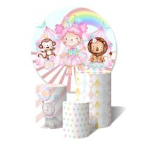 Trio de Capas Cilíndricas + Painel Redondo Sublimado c/ Elástico Circo Palhacinhos Parque de Diversão Trio de Capas Cilíndricas + Painel Redondo Sublimado c/ Elástico Circo Palhacinhos Parque de Diversão