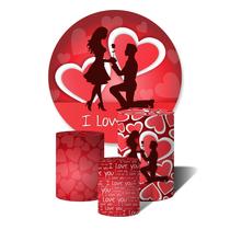 Trio de Capas Cilíndricas + Painel Redondo Sublimado c/Elástico Dia dos Namorados I love You Corações Trio de Capas Cilíndricas + Painel Redondo Sublimado c/Elástico Dia dos Namorados I love You Corações