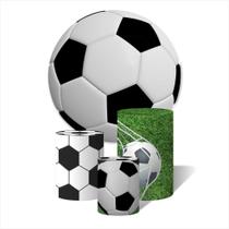 Trio de Capas Cilíndricas + Painel Redondo Sublimado c/ Elástico Futebol campo e bola Trio de Capas Cilíndricas + Painel Redondo Sublimado c/ Elástico Futebol campo e bola
