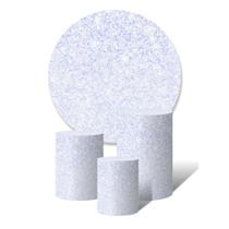 Trio de Capas Cilíndricas + Painel Redondo Sublimado c/Elástico Glitter Diamante