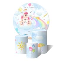 Trio de Capas Cilíndricas + Painel Redondo Sublimado c/ Elástico Música Aquarela Castelo Sol Guarda Chuva Colorido Trio de Capas Cilíndricas + Painel Redondo Sublimado c/ Elástico Música Aquarela Castelo Sol Guarda Chuva Colorido