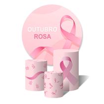 Trio de Capas Cilíndricas + Painel Redondo Sublimado c/ Elástico Outubro Rosa Laços Trio de Capas Cilíndricas + Painel Redondo Sublimado c/ Elástico Outubro Rosa Laços