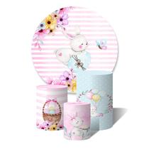 Trio de Capas Cilíndricas + Painel Redondo Sublimado c/ Elástico Pascoa Doce Coelho Cute Aquarela Trio de Capas Cilíndricas + Painel Redondo Sublimado c/ Elástico Pascoa Doce Coelho Cute Aquarela