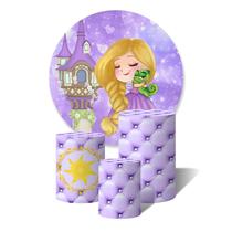 Trio de Capas Cilíndricas + Painel Redondo Sublimado c/ Elástico Rapunzel Cute Capitone Lilás Trio de Capas Cilíndricas + Painel Redondo Sublimado c/ Elástico Rapunzel Cute Capitone Lilás