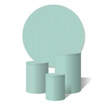 Trio de Capas Cilíndricas + Painel Redondo Sublimado c/ Elástico Ripado Verde Menta