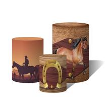 Trio de Capas Cilindricas Versátil Cavalheiro E Cavalos Ferradura C/ Elástico