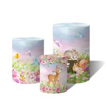 Trio de Capas Cilíndricas Versátil Jardim Aquarela Flores e Animais do Bosque Mágico c/ Elástico Trio de Capas Cilíndricas Versátil Jardim Aquarela Flores e Animais do Bosque Mágico c/ Elástico