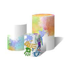 Trio de Capas Cilíndricas Versátil Pintando o 7 Manchas de Tinta e Mãos Colorido c/ Elástico Trio de Capas Cilíndricas Versátil Pintando o 7 Manchas de Tinta e Mãos Colorido c/ Elástico