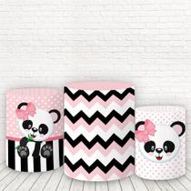 Trio De Capas Cilindros 3D Sublimado Panda Rosa Fcc-345