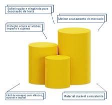 Trio De Capas Cilindros Amarelo Tecido Helanca Com Elástico