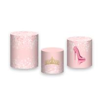 Trio de Capas de Cilindro - 15 Anos Efeito Glitter Rosa 024