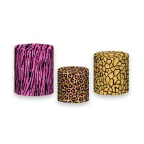 Trio de Capas de Cilindro - Animal Print Efeito Glitter 027