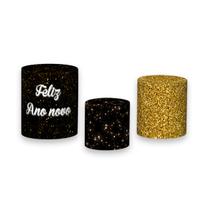 Trio de Capas de Cilindro - Ano Novo Taças Efeito Glitter 002