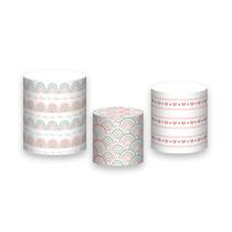 Trio de Capas de Cilindro - Arco-ìris Boho Rosa e Verde 008