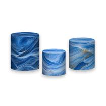 Trio de Capas de Cilindro - Azul com Branco e Dourado 022 Trio de Capas de Cilindro - Azul com Branco e Dourado 022