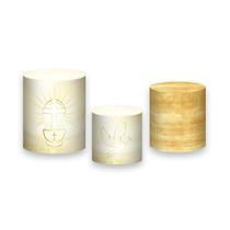 Trio de Capas de Cilindro - Batizado Dourado Elegante 010