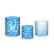 Trio de Capas de Cilindro - Borboleta Brilhante Efeito Glitter Azul 017 Trio de Capas de Cilindro - Borboleta Brilhante Efeito Glitter Azul 017
